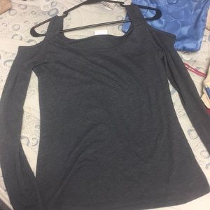 Cute long sleeve shirt with cut off shoulders